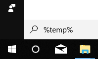 Masukkan %temp% dalam menu pencarian Windows